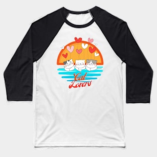 Cat Lovers, Cats with Hearts Sunset Background Baseball T-Shirt